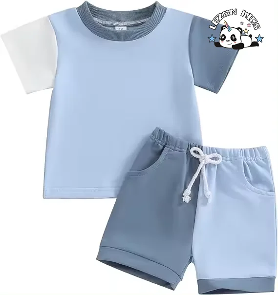 Custom Unisex Toddler Boy Casual Children's Wear T-shirt Trousers 2 Pieces Clothes Sets for Kids - Product Image