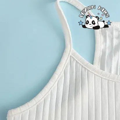 Conjunto de Roupas para Meninas com 2 Peças Florais sem Mangas e Calções com Cinto Personalizáveis - Product Image