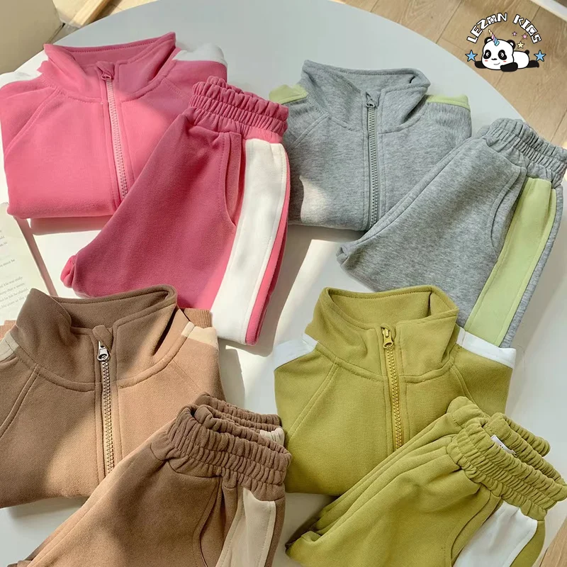 Customizable Casual Clothing Sports Hoodie Two-Piece Set Warm Thickness Winter Clothes Kids Boy Clothing Set - Product Image
