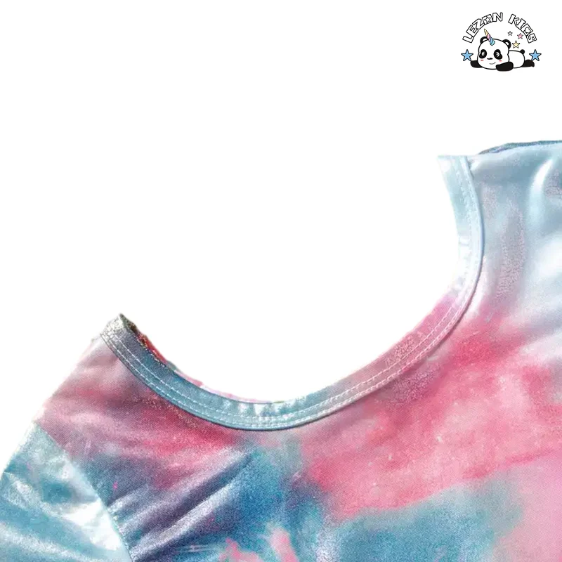 Customizable Children's Clothing Set Summer Girl Set Tie Dye Short Sleeve T-shirt Sequin Tutu Skirt - Product Image