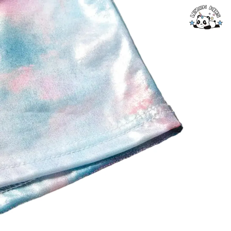 Customizable Children's Clothing Set Summer Girl Set Tie Dye Short Sleeve T-shirt Sequin Tutu Skirt - Product Image