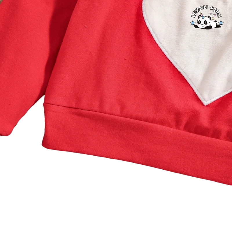 Conjunto de roupa infantil personalizável de manga longa com coração e contas para o Dia dos Namorados - Product Image