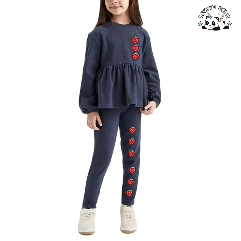Customizable Custom Kids Two Pieces Patchwork Cotton Soft Outfits Girl Casual Wear Girl Clothing Set