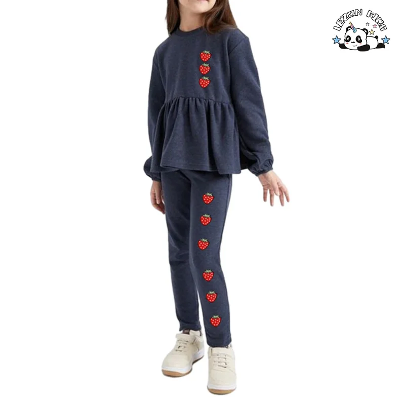 Customizable Custom Kids Two Pieces Patchwork Cotton Soft Outfits Girl Casual Wear Girl Clothing Set - Product Image