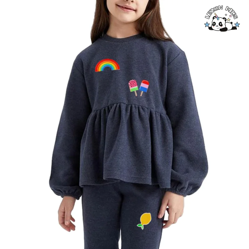 Customizable Custom Kids Two Pieces Patchwork Cotton Soft Outfits Girl Casual Wear Girl Clothing Set - Product Image