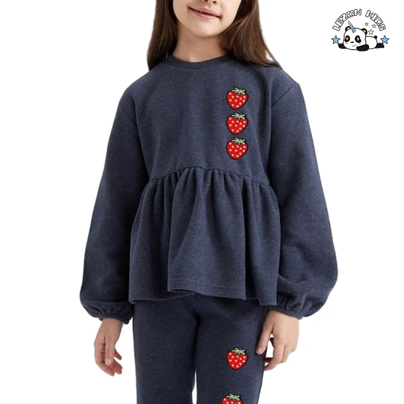 Customizable Custom Kids Two Pieces Patchwork Cotton Soft Outfits Girl Casual Wear Girl Clothing Set - Product Image