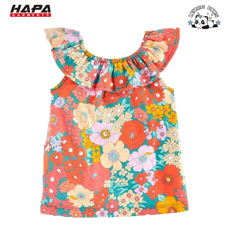 Customizable Direct Custom Lovely Cute Girl Flower Clothes Denim Short Holiday Beach Clothing Sets for Summer - Product Image