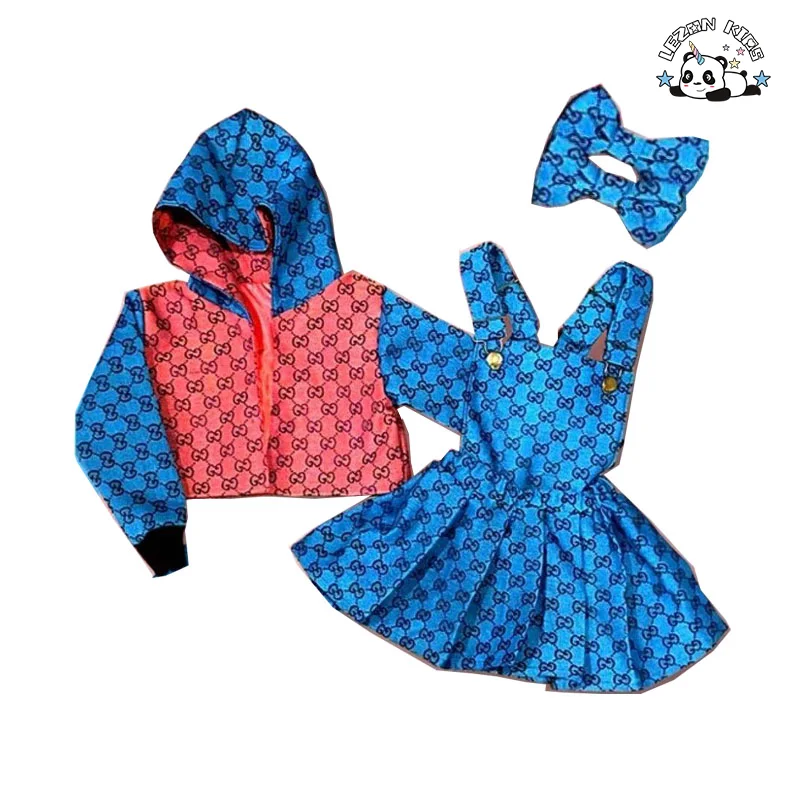 Customizable Fashion Kids Clothing Two Piece Sets Baby Girls Top with Dress OEM Cotton Style