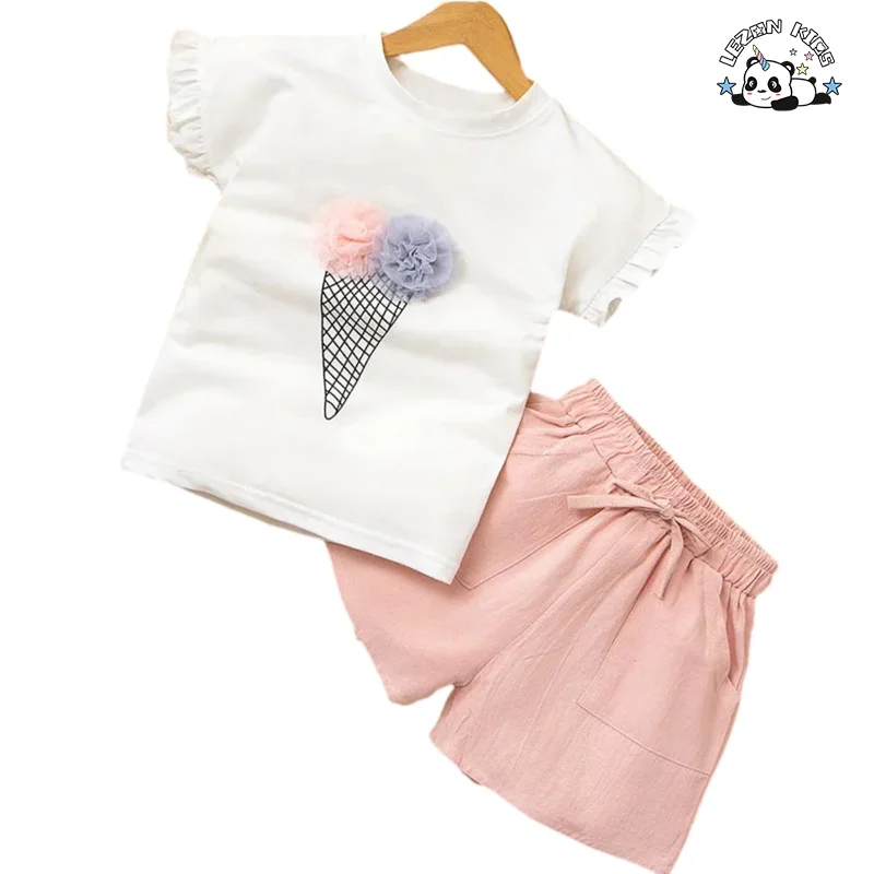 Conjuntos de Roupas Personalizáveis para Meninas com Manga Curta para o Verão - Product Image