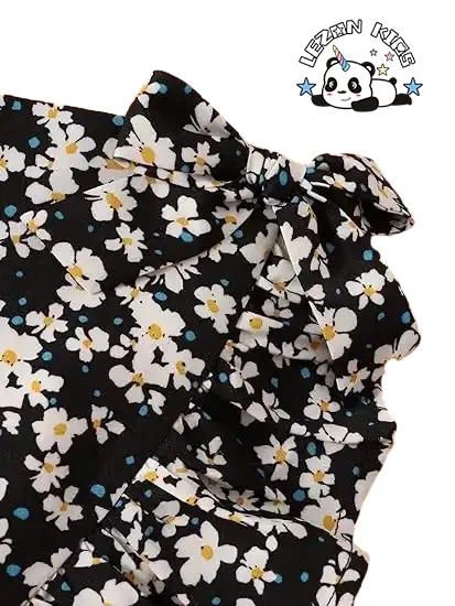 Customizable High Quality 2 Piece Floral One Shoulder Top Sleeveless Tank Top Skirt Girls Set - Product Image