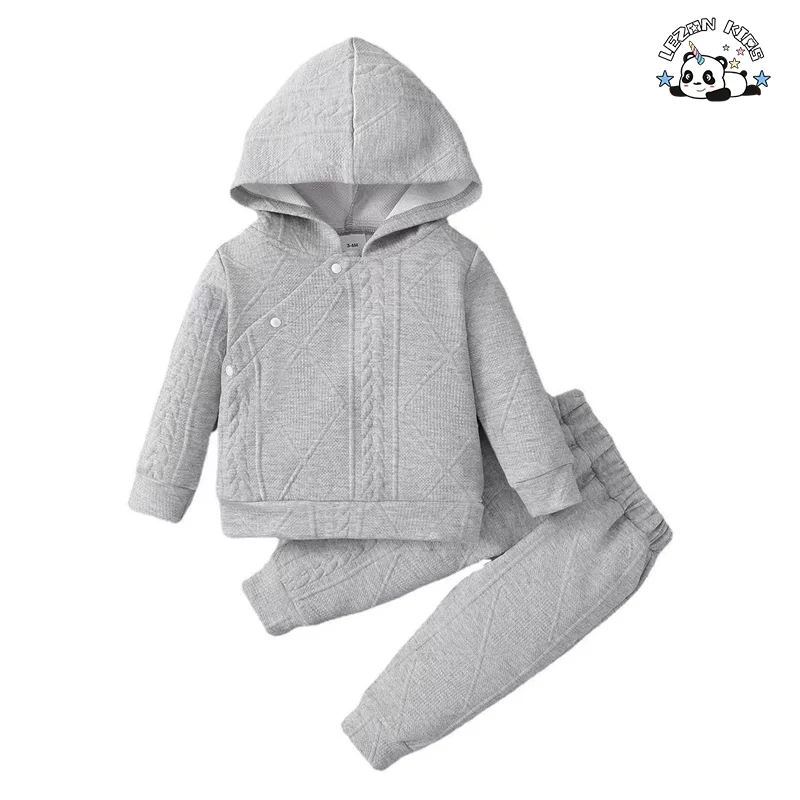 Customizable New Arrival Long Sleeve Hoodies and Pants Kids Jacquard Clothing Sets for Children Girls Body Suit - Product Image