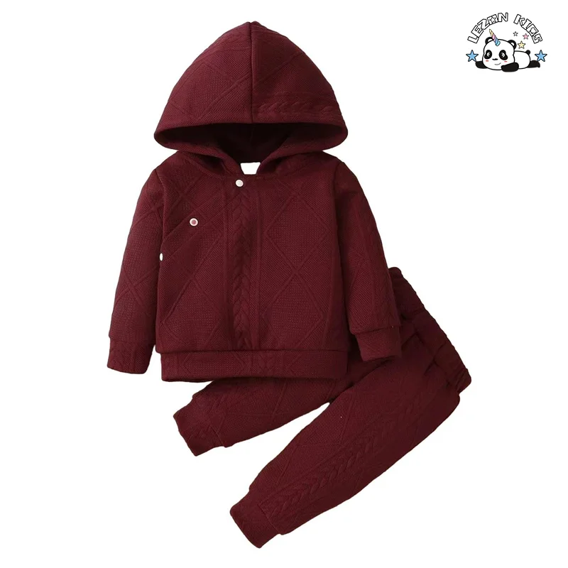 Customizable New Arrival Long Sleeve Hoodies and Pants Kids Jacquard Clothing Sets for Children Girls Body Suit - Product Image