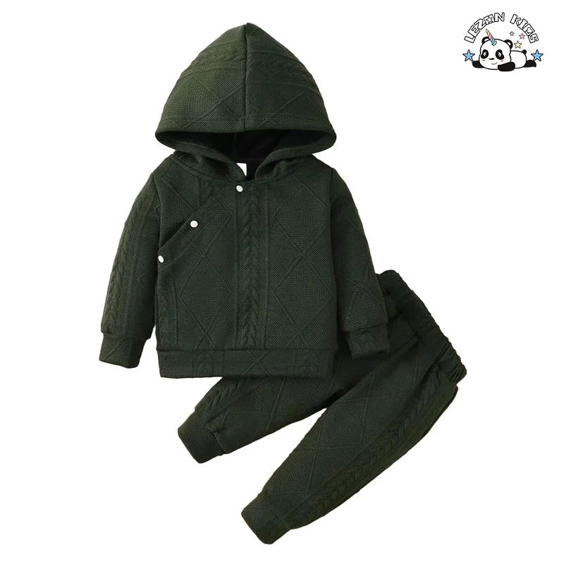 Customizable New Arrival Long Sleeve Hoodies and Pants Kids Jacquard Clothing Sets for Children Girls Body Suit - Product Image