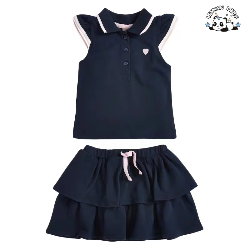 Customizable New Fashion Breathable Sleeveless Short Skirt Boutique Little Girls Summer Clothing Sets