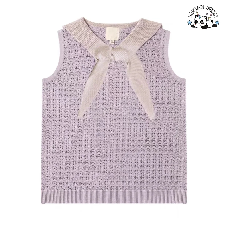 Customizable New Fashion cool sleeveless skirt small bow cute casual girls clothing sets for summer - Product Image