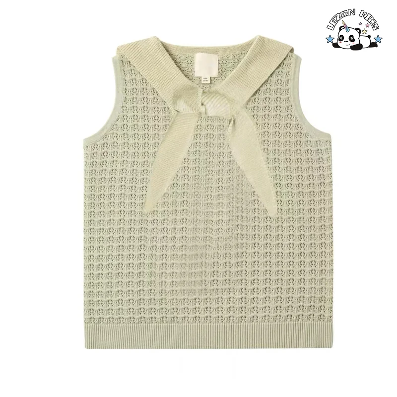 Customizable New Fashion cool sleeveless skirt small bow cute casual girls clothing sets for summer - Product Image