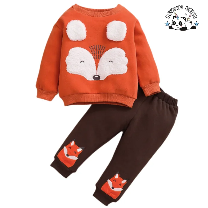 Customizable New Kids Cartoon Pullover Sweatshirt and Pants 2 Pieces Girls Autumn Clothing Sets