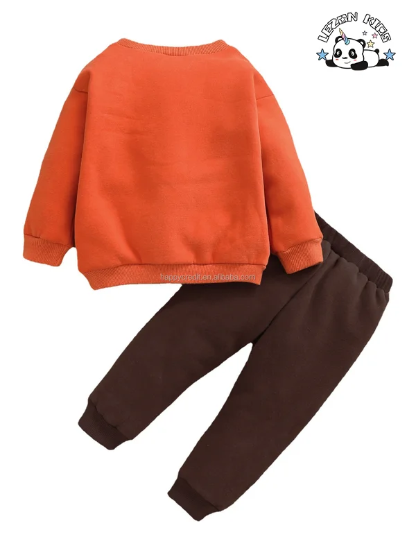 Customizable New Kids Cartoon Pullover Sweatshirt and Pants 2 Pieces Girls Autumn Clothing Sets - Product Image