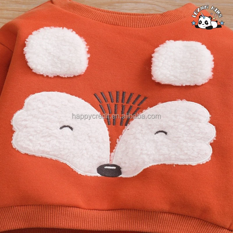 Customizable New Kids Cartoon Pullover Sweatshirt and Pants 2 Pieces Girls Autumn Clothing Sets - Product Image