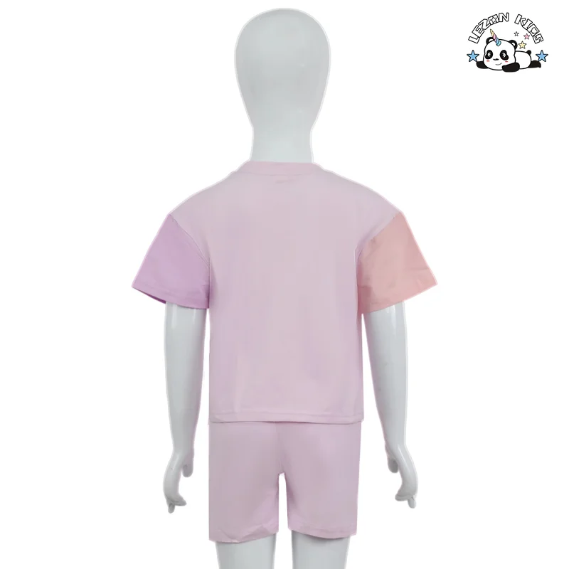 Customizable New Style Boy Color Block Boy Set Short Sleeve T Shirt Shorts 2 Piece Child Jogger Set - Product Image