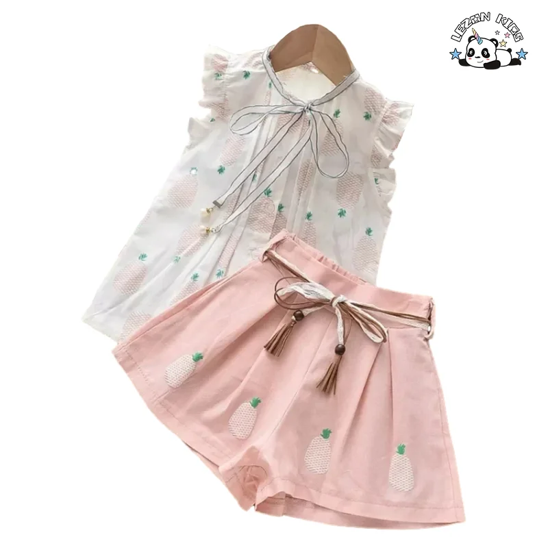 Customizable OEM Wholesale Little Girls Summer Outfits Floral Tank Top and Shorts 2 Pcs Clothes Set - Product Image