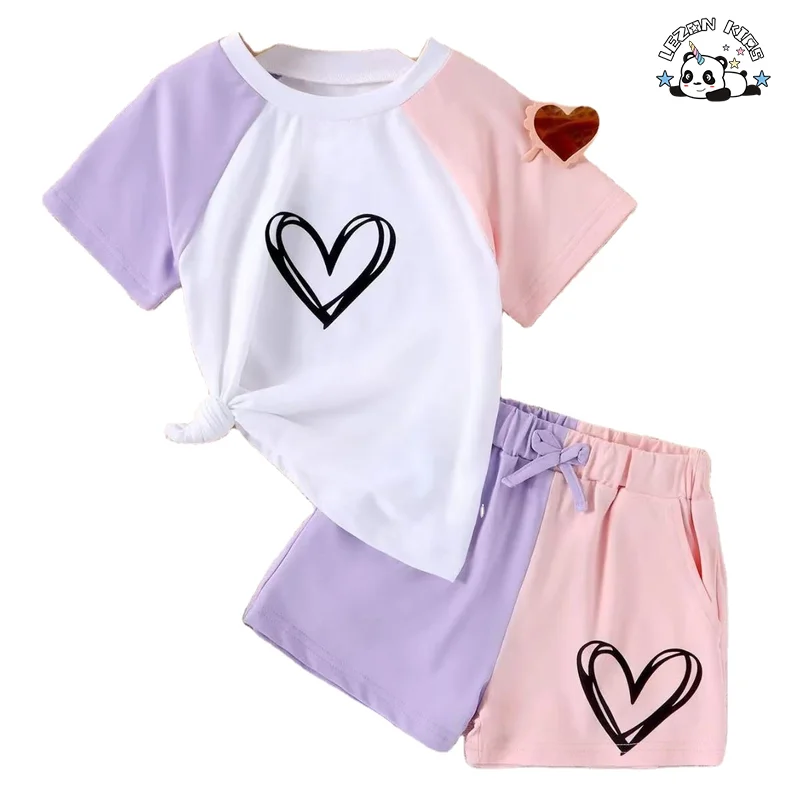 Customizable Products Casual Sport Short T-shirt Shorts Girls Clothing Sets 2pcs Girl Outfit Set