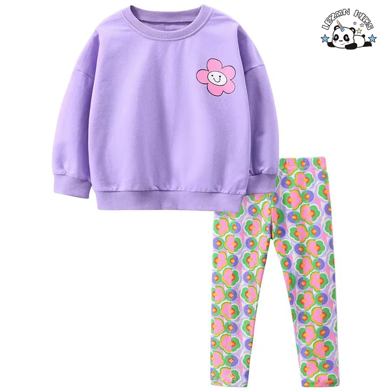Customizable Solid Warm Outfit Baby Girls Tracksuit Set Kids Two Pieces Little Girls Clothing Sets