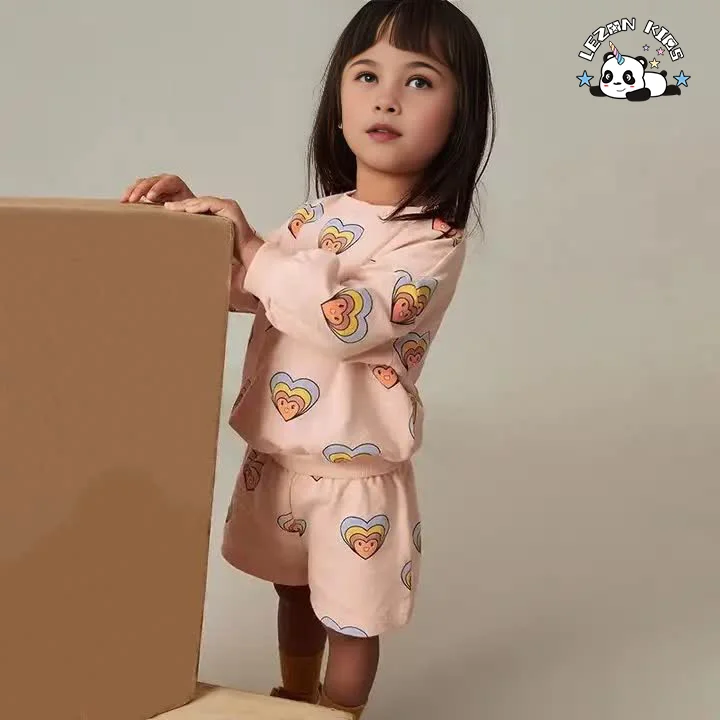 Customizable Spring Sport Casual Long Sleeve and Shorts Girls Clothing Sets for 11 Years Old - Product Image