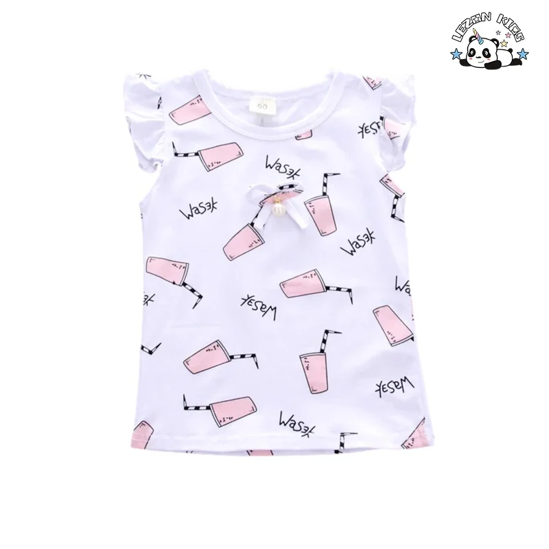 Camiseta de Verão Personalizável Roupas Conjuntos de Roupas de Menina Mangas de Borboleta Conjuntos de Roupas de Verão para Meninas Crianças - Product Image