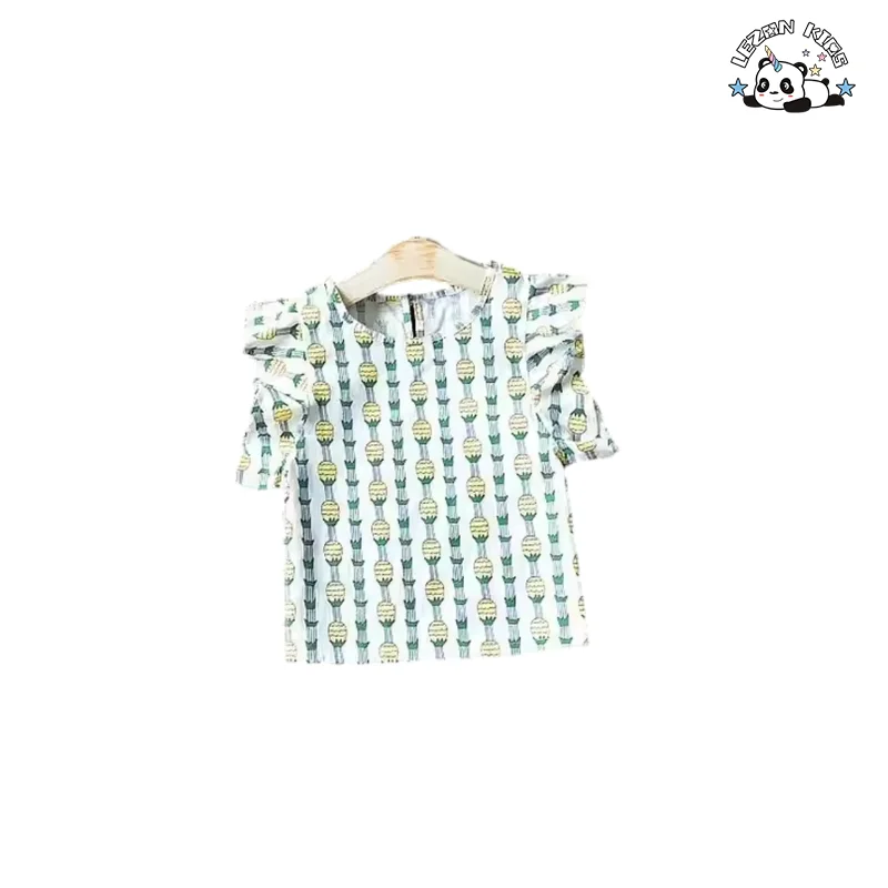 Roupas infantis personalizáveis por atacado sem mangas com estampa de abacaxi para meninas e bebês - Product Image