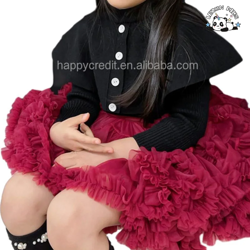Customizable Wholesale Dance Wear Sweater Tutu Skirt Two Pieces Kids Girls Winter Clothing Sets - Product Image