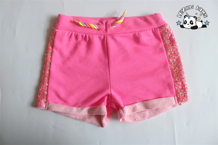 Customization Autumn Pink Sequined Hoodie and Shorts Kids Tracksuits Sets for Girls - Product Image