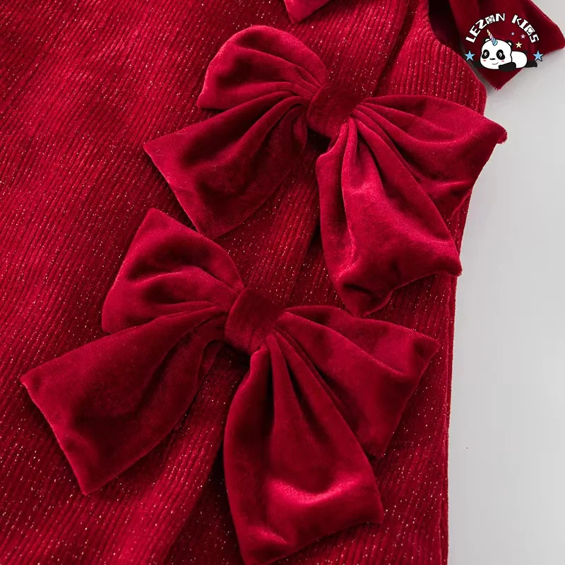 Customization Winter Elegant Long Sleeve Dress Clothes Fashion Girls Clothing Dress Set - Product Image