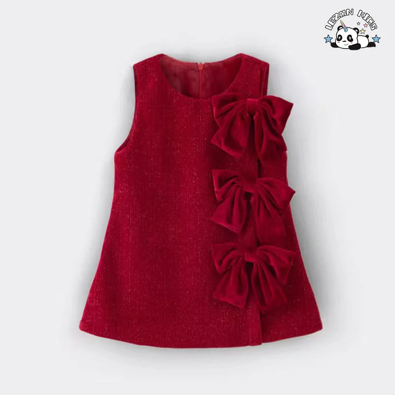 Customization Winter Elegant Long Sleeve Dress Clothes Fashion Girls Clothing Dress Set - Product Image