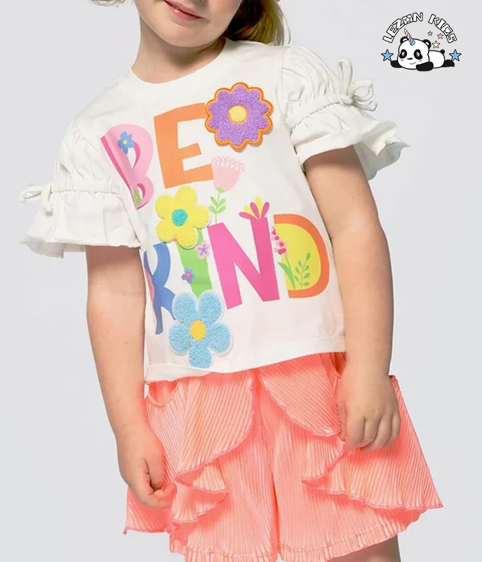 Customize kids shirt printed with sequin patches short flying sleeve custom brand logo kids shirt - Product Image