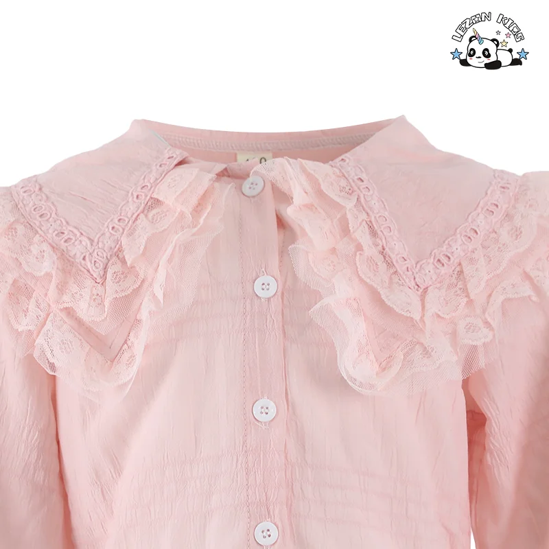 Customized Girls Clothing Sets Lace Ruffle Short Sleeve Denim Baby Girl Summer Kids Clothing Sets - Product Image