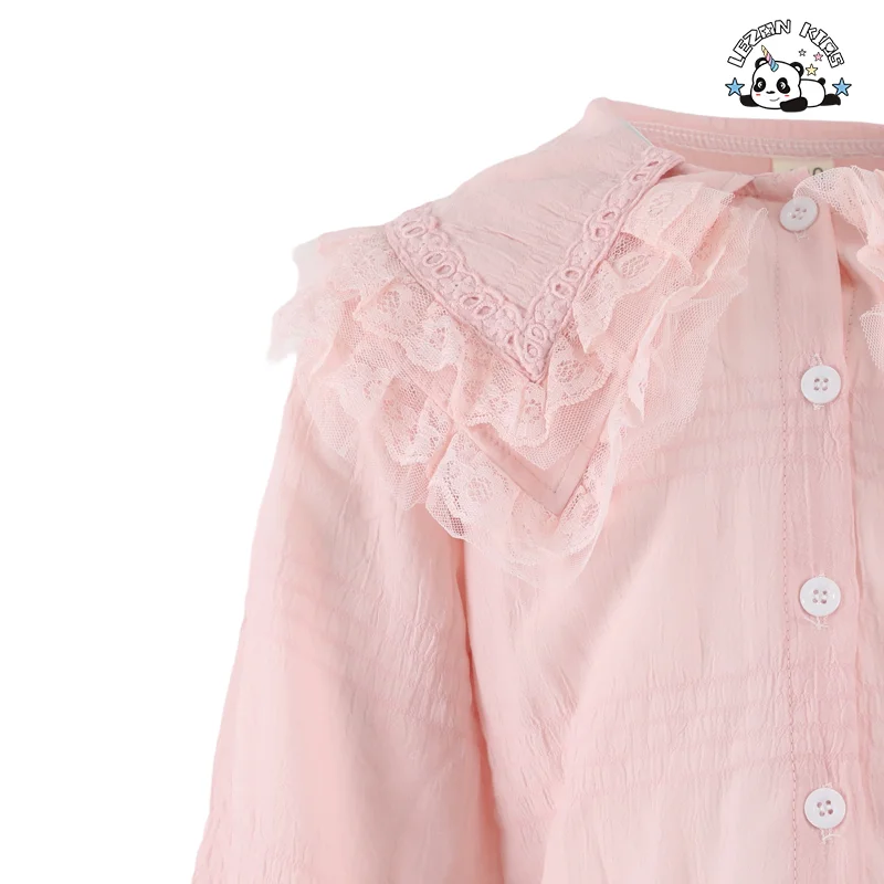 Customized Girls Clothing Sets Lace Ruffle Short Sleeve Denim Baby Girl Summer Kids Clothing Sets - Product Image