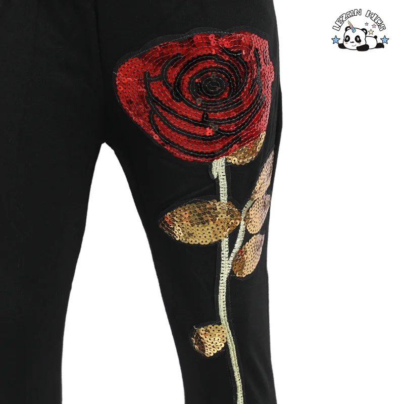 Customized Girls' Clothing Long Sleeve Sequined Flower Hoodie Sets Winter Spring Fall Girls Clothing Sets Wholesale - Product Image