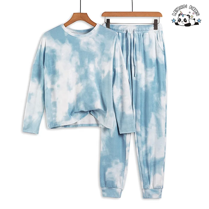 Customized Hot Products Woolen Tie-Dye Kids Clothes Fall Tracksuits Set with Custom Logo for 2-14T Girls - Product Image