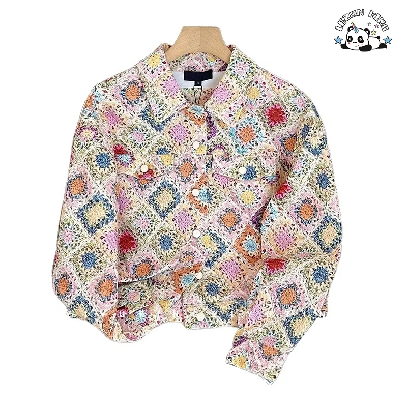 Designer Customized Girls Printed Denim Set Jacket Skirt Two-piece Kids Suits for 2-14Y Girls