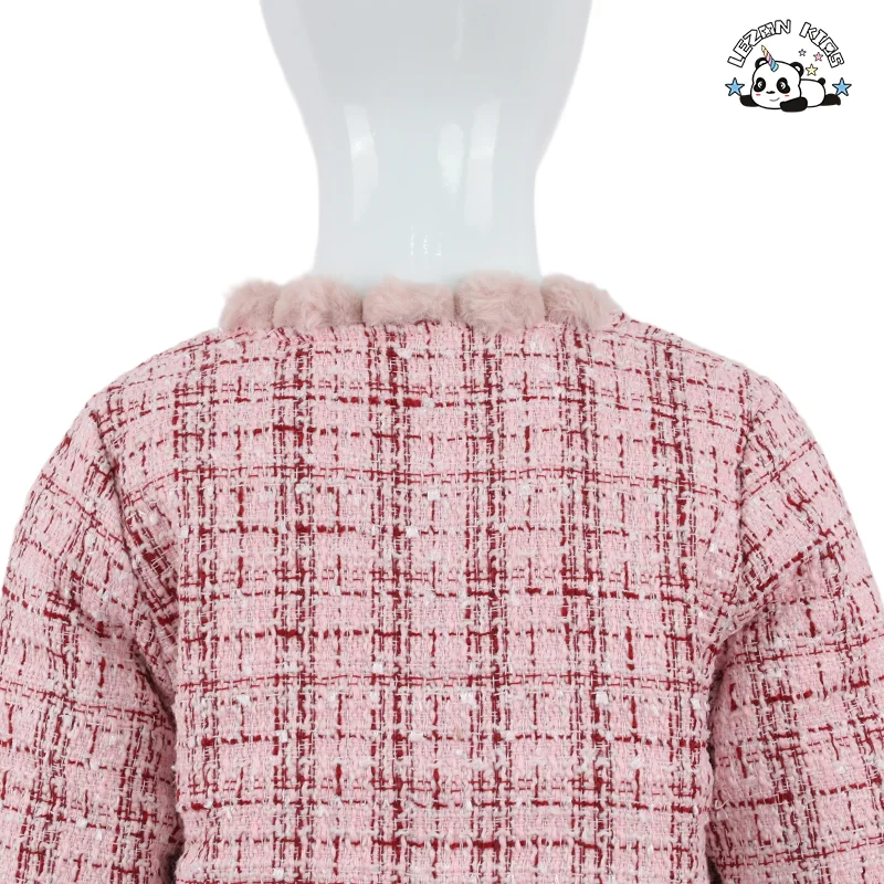 Designer Kids Fashion Wear Coat Short Skirt Two Piece Set Sweet Girls Tweed Skirt Suit - Product Image