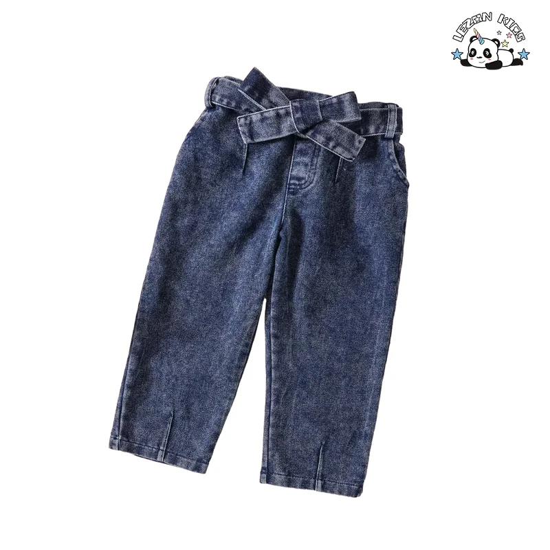 Factory Direct Price Custom 2pcs Denim Spaghetti Strap and Pants Little Girls Summer Clothing Sets - Product Image