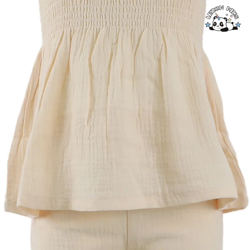 Conjunto de Roupas de Meninas com Alças Finas e Cor Pura, Camiseta e Calça Macia, Preço Direto da Fábrica, Fofo - Product Image