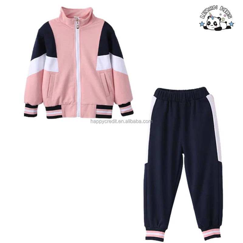 Fashion design kids primary preschool school uniform suit custom for boys and girls clothing set