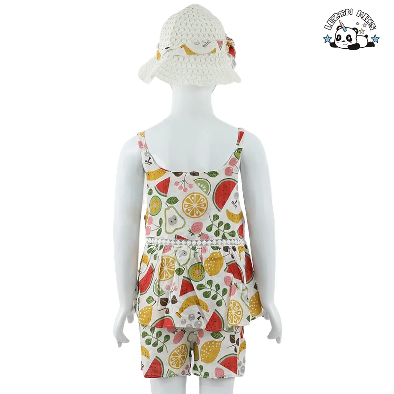 Floral Strap Tops Shorts Outfits Baby Girls Summer Clothes Sleeveless Set Children Clothes Kids Girls Clothing Set - Product Image