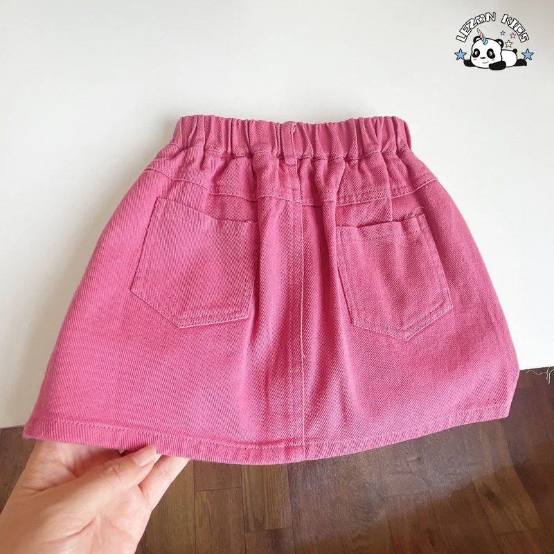 Conjuntos de Roupas para Meninas Rosa com Estampa de Letras de Algodão Camiseta Short de Jeans Rosa Doce Fofo Conjuntos de Roupas Personalizadas para Crianças - Product Image