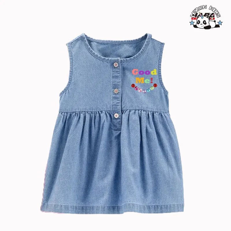 Girls Denim Set Butterfly Legging Shorts Sleeveless OEM Denim Top Toddler Girls Clothing Sets Summer - Product Image