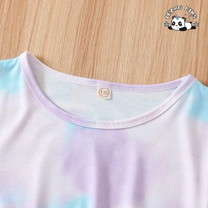 Conjunto de Verão para Meninas com T-Shirt Cropped e Shorts com Elástico na Cintura e Bolsos Laterais - Product Image