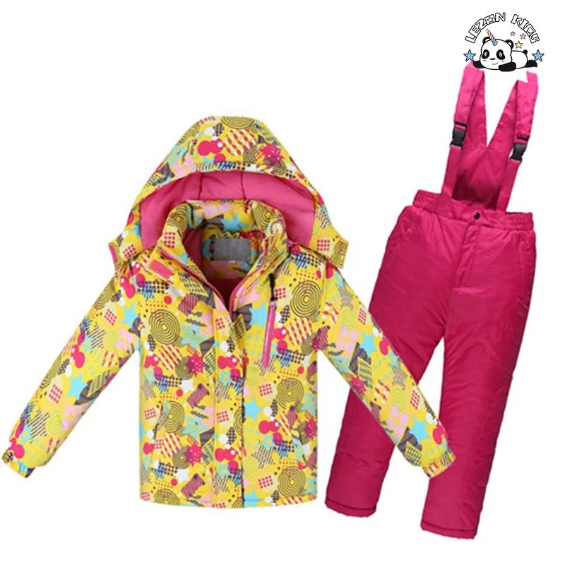 Conjunto de Esqui Infantil Camuflado Impermeável e Quente para Meninas, Jaqueta e Calça, Conjunto de Snowboard de Inverno - Product Image