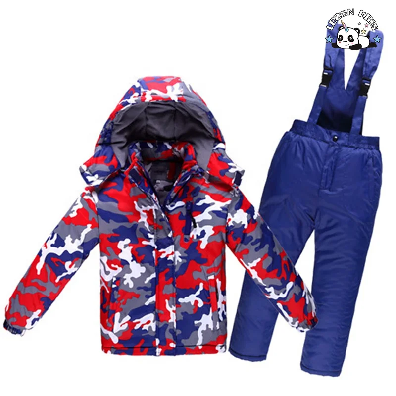 Conjunto de Esqui Infantil Camuflado Impermeável e Quente para Meninas, Jaqueta e Calça, Conjunto de Snowboard de Inverno - Product Image